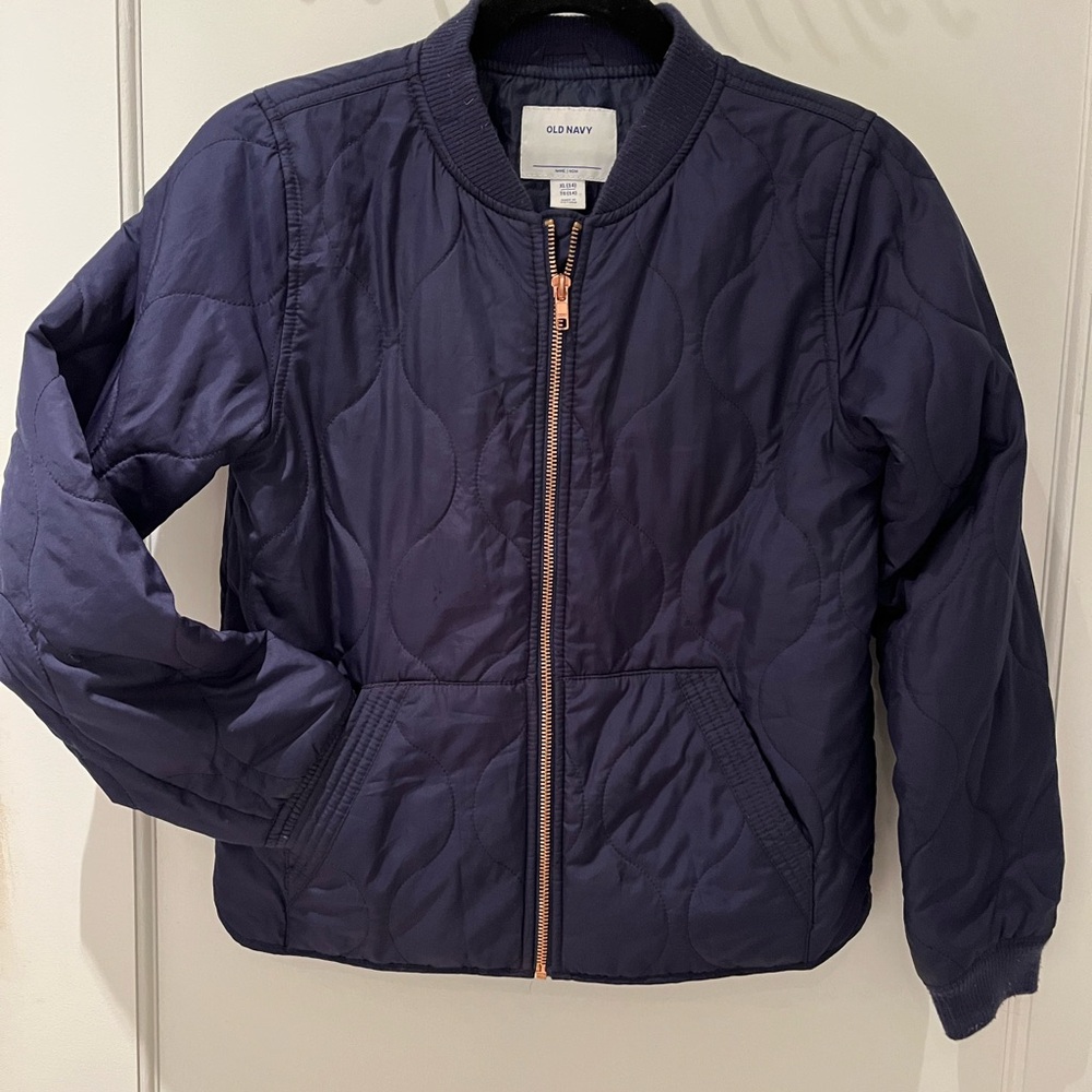 Old Navy Kids Dark Blue Quilted Puffer Jacket like new